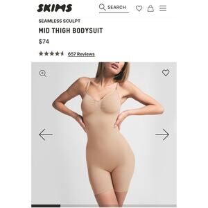 Skims Seamless Sculpt Mid Thigh Body Suit NWOT Size Large
